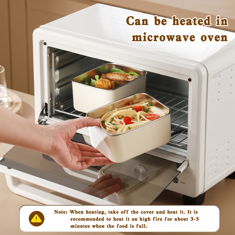 Ensemble Boîte à Lunch en Acier Inoxydable 2Pcs avec Sac Isotherme - طقم علب حفظ الطعام والوجبات من الاينوكس مع حقيبة حرارية عازلة - 7