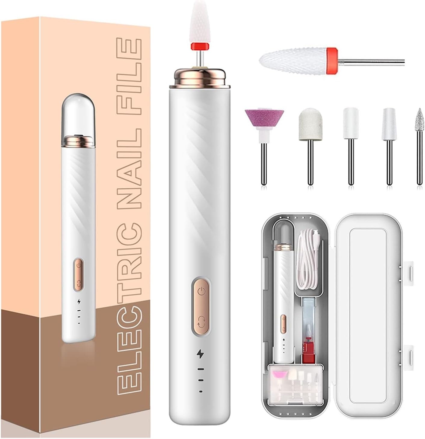 Ponceuse à Ongles Électrique Sans Fil 3 Vitesses Double Sens de Rotation USB Rechargeable - مبرد ومقلم الأظافر الكهربائي اللاسلكي 3 سرعات - 1
