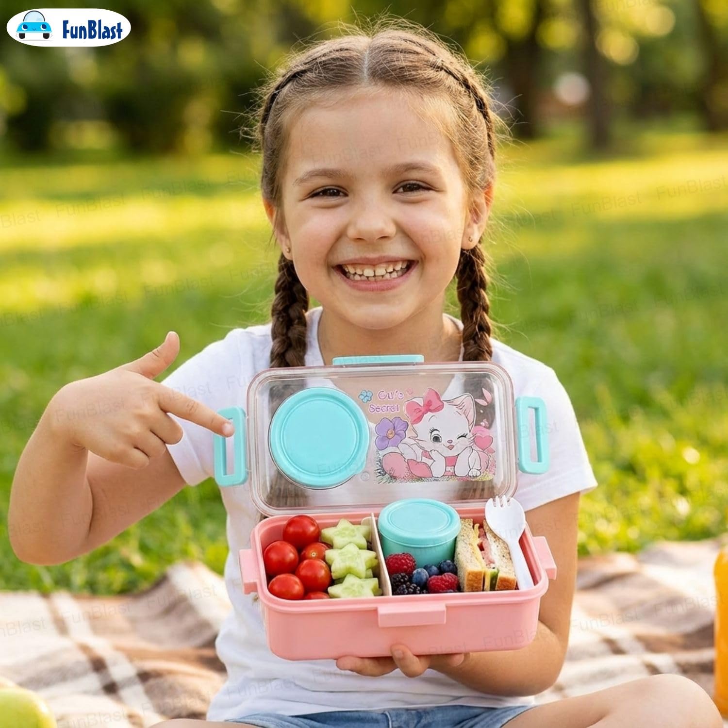 Boîte à Lunch pour Enfants Sans BPA, Étanche Compacte avec Bol Intégré - علبة حفظ وجبات غداء للأطفال مع وعاء مدمج - 2