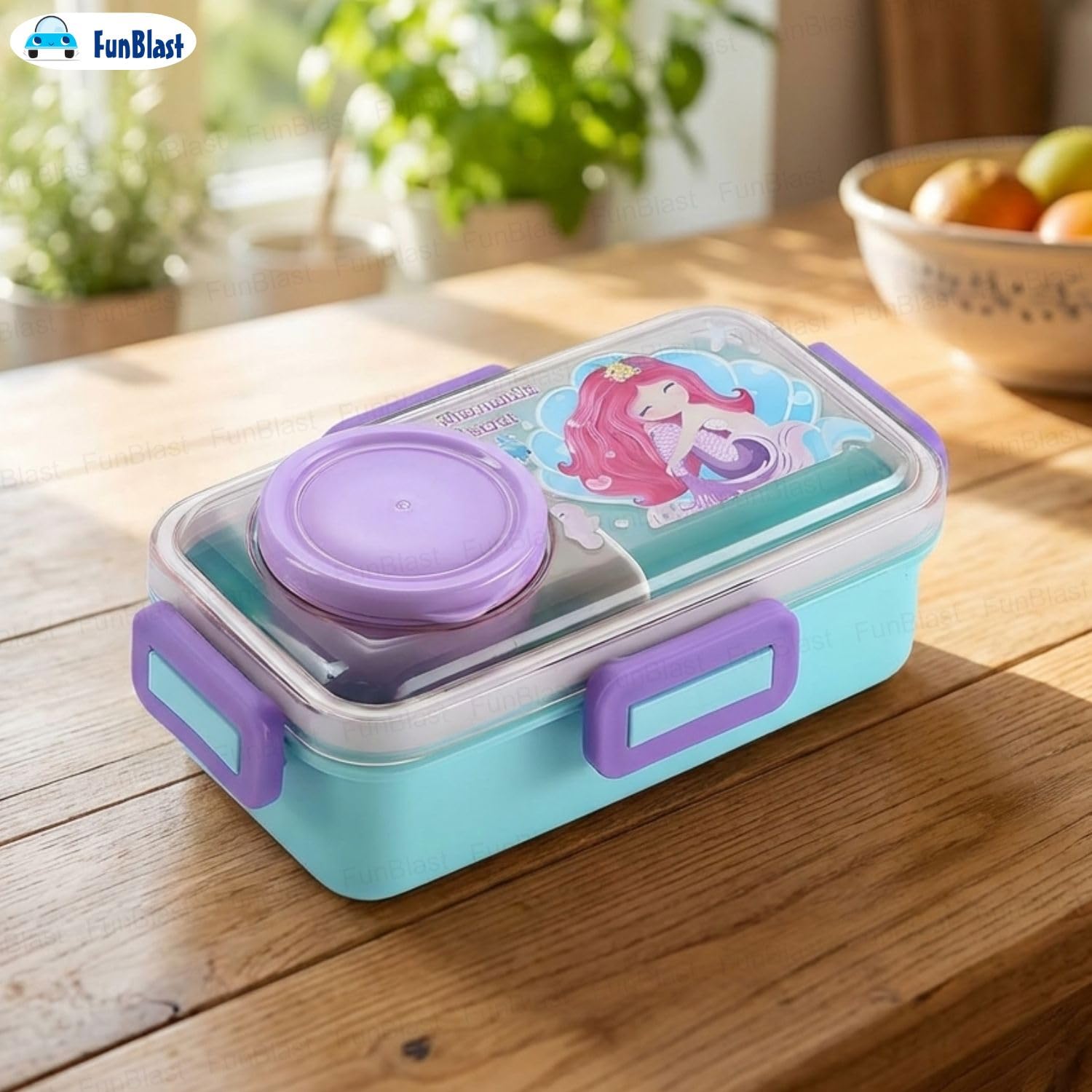 Boîte à Lunch pour Enfants Sans BPA, Étanche Compacte avec Bol Intégré - علبة حفظ وجبات غداء للأطفال مع وعاء مدمج - 6