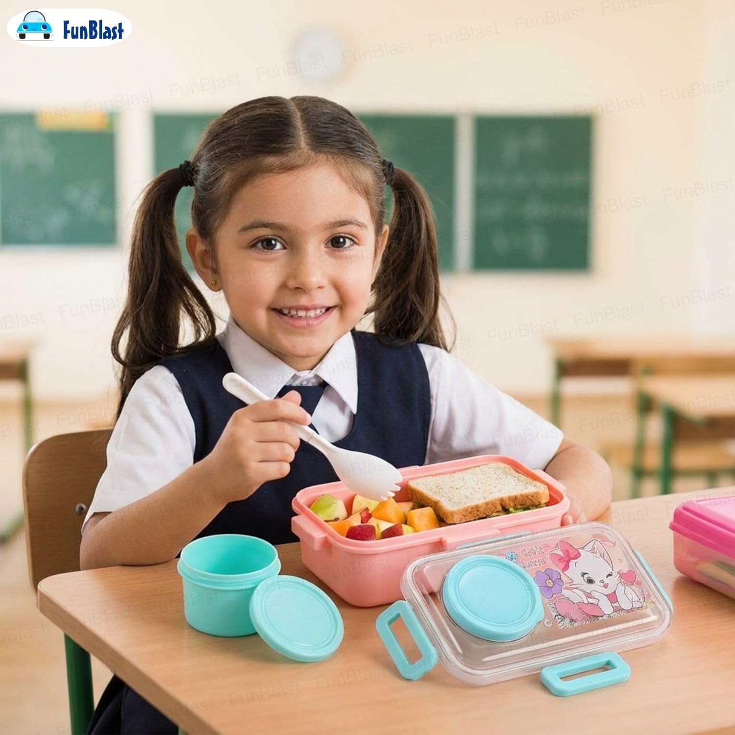 Boîte à Lunch pour Enfants Sans BPA, Étanche Compacte avec Bol Intégré - علبة حفظ وجبات غداء للأطفال مع وعاء مدمج 2