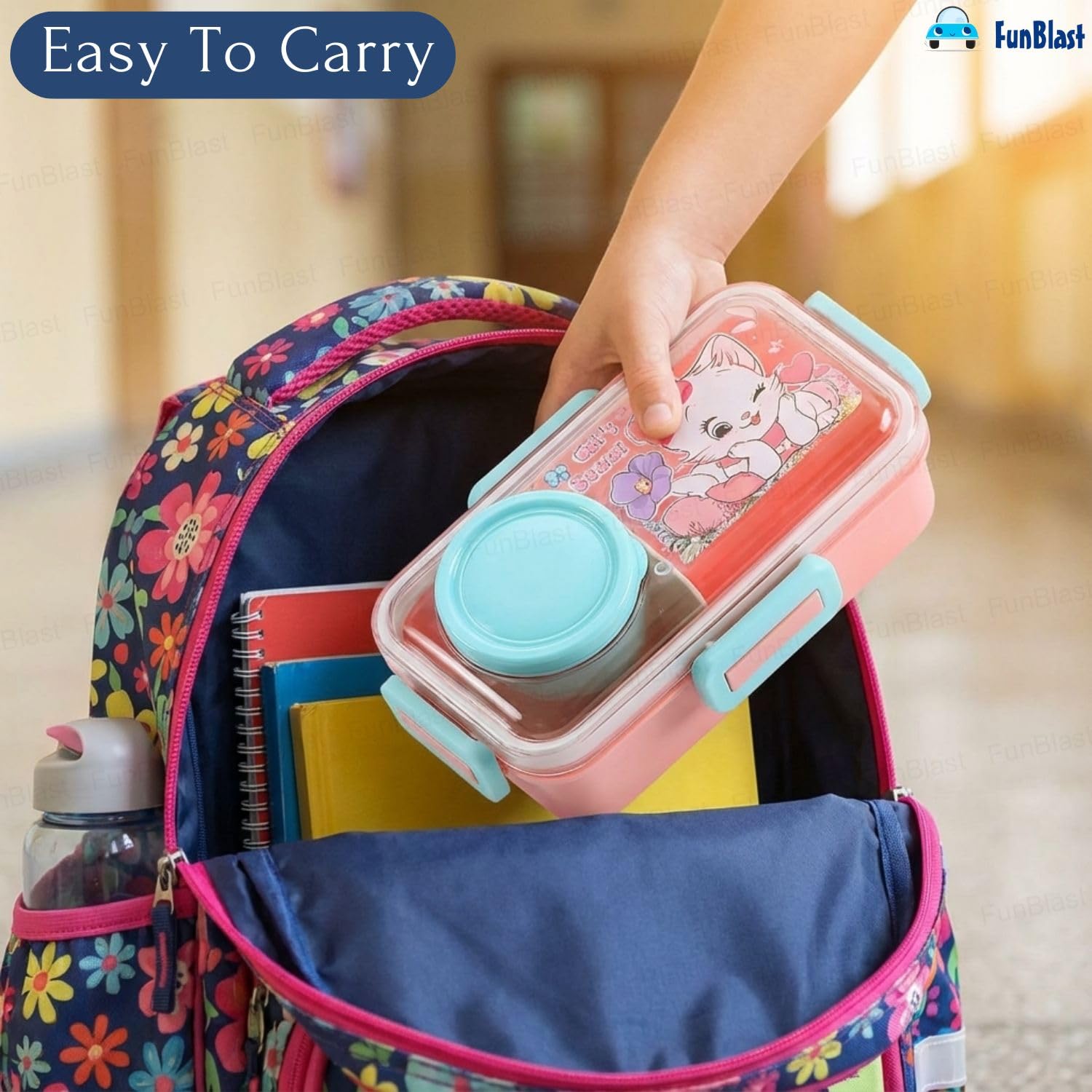 Boîte à Lunch pour Enfants Sans BPA, Étanche Compacte avec Bol Intégré - علبة حفظ وجبات غداء للأطفال مع وعاء مدمج 8