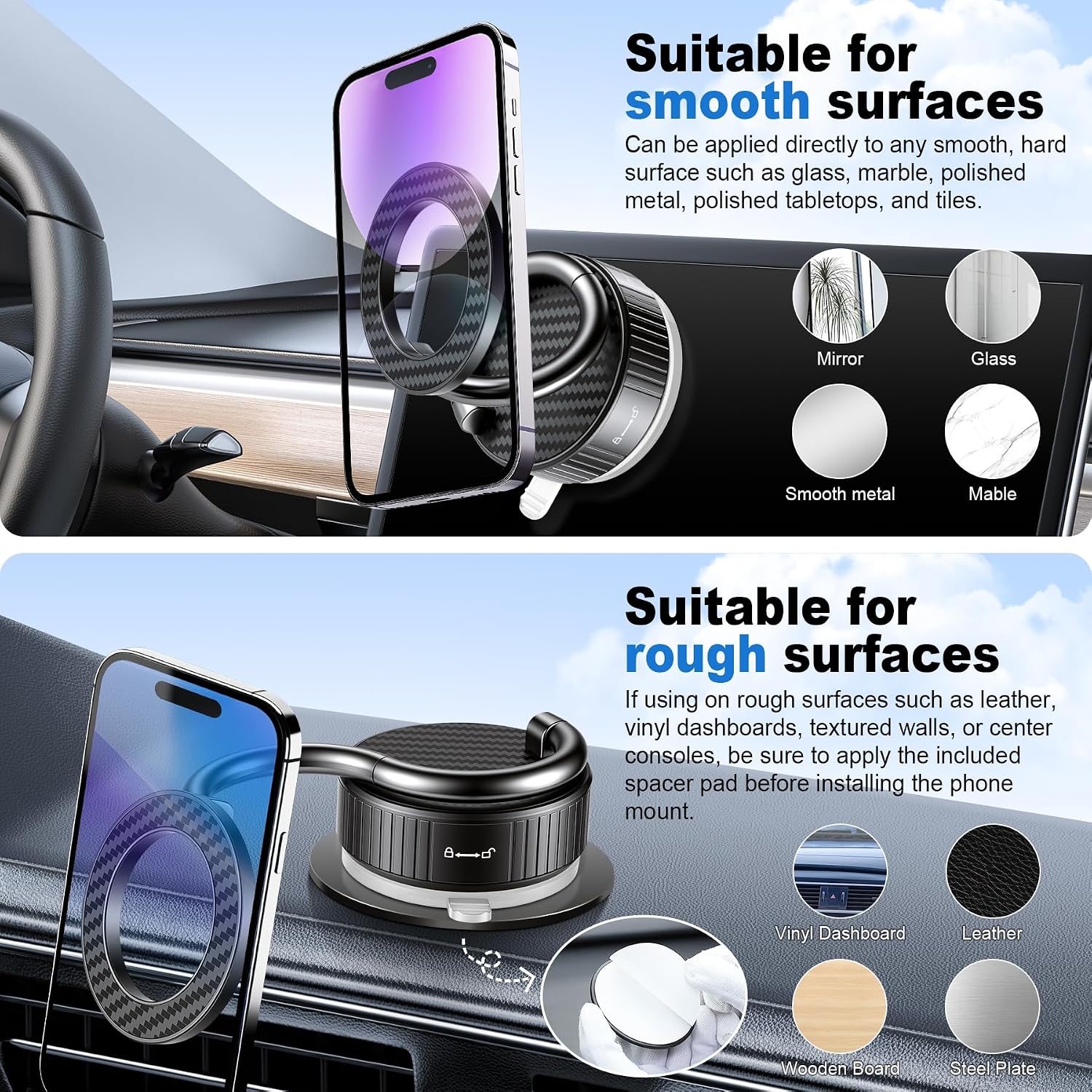 Support Téléphone Voiture Magnétique Ventouse à Vide Rotation 4 Axes - حامل الهاتف المغناطيسي والشفط الهوائي للسيارة بـ 4 محاور دوران - 6