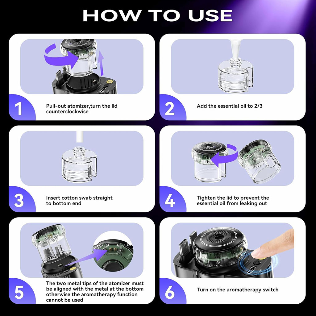 Starlight D1 Chargeur voiture rétractable 5 en 1 avec aromathérapie et lumière des étoiles - شاحن سريع للسيارة مع معطر - 3