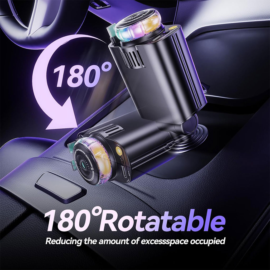 Starlight D1 Chargeur voiture rétractable 5 en 1 avec aromathérapie et lumière des étoiles - شاحن سريع للسيارة مع معطر - 1