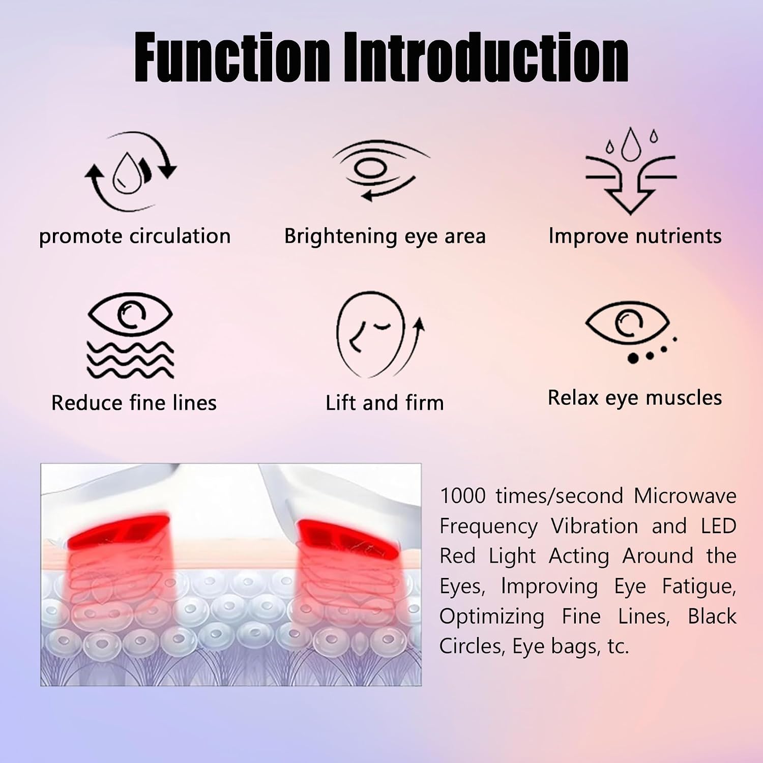 Masseur Yeux Rajeunissant Anti-Poches par Photothérapie Lumière Rouge - نظارة وقناع مساج وتجميل محيط العين بالضوء الأحمر والاهتزاز 7