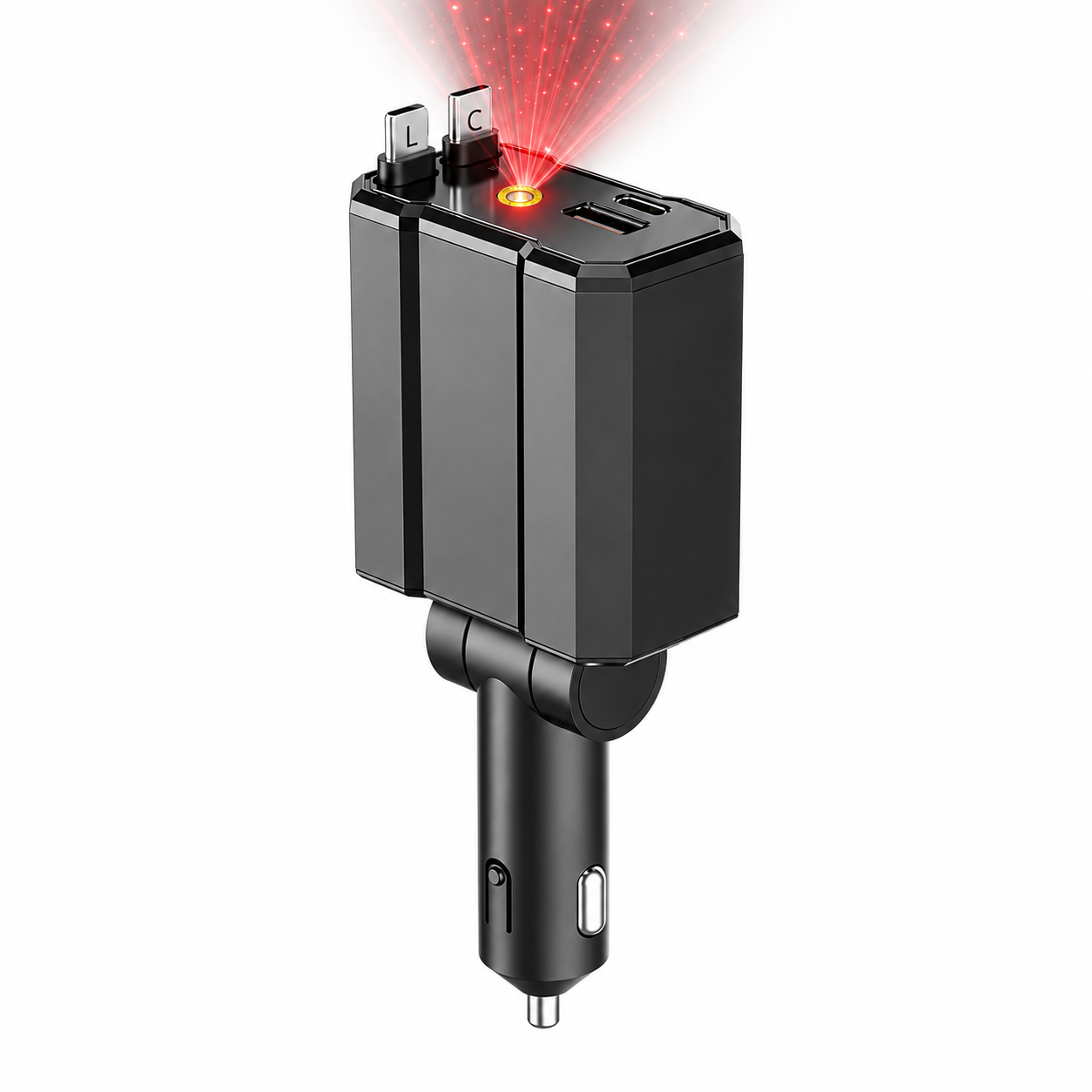 Chargeur 120W 5 en 1 avec Câbles Rétractables Ports USB,Type-C et Veilleuse Ciel Étoilé - شاحن سيارة سريع 120 واط متعدد المنافذ مع إضاءة سقف نجوم - 3