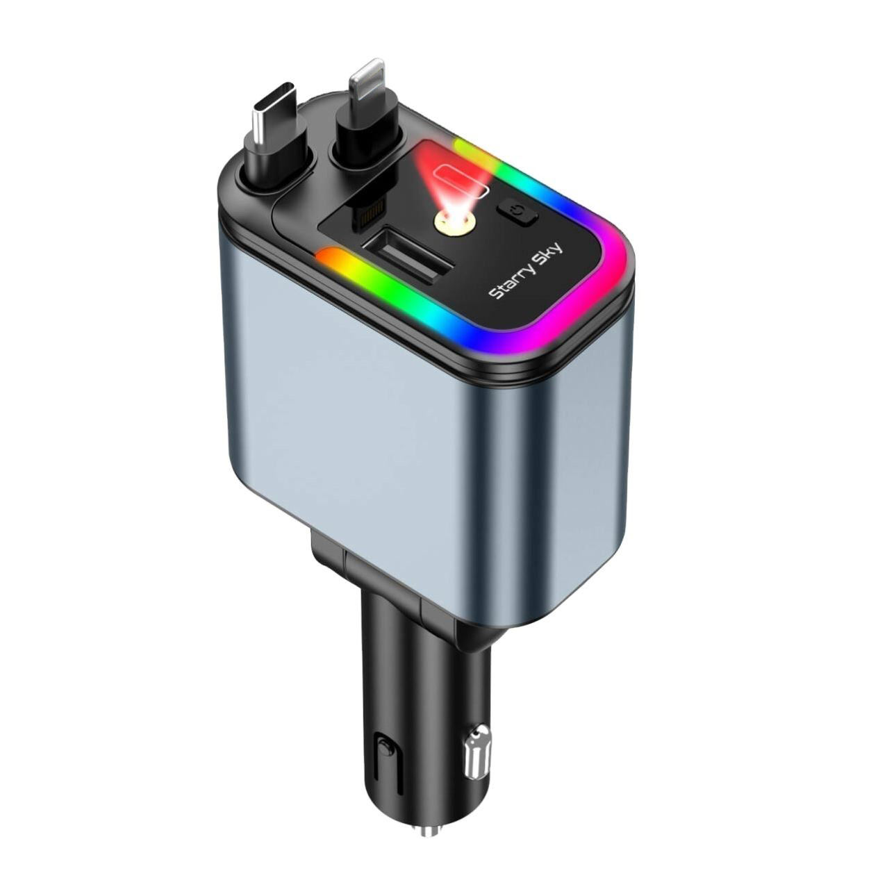 Chargeur de Voiture 120W Max 4 en 1 avec Câbles Rétractables et Ports USB/Type-C - 6