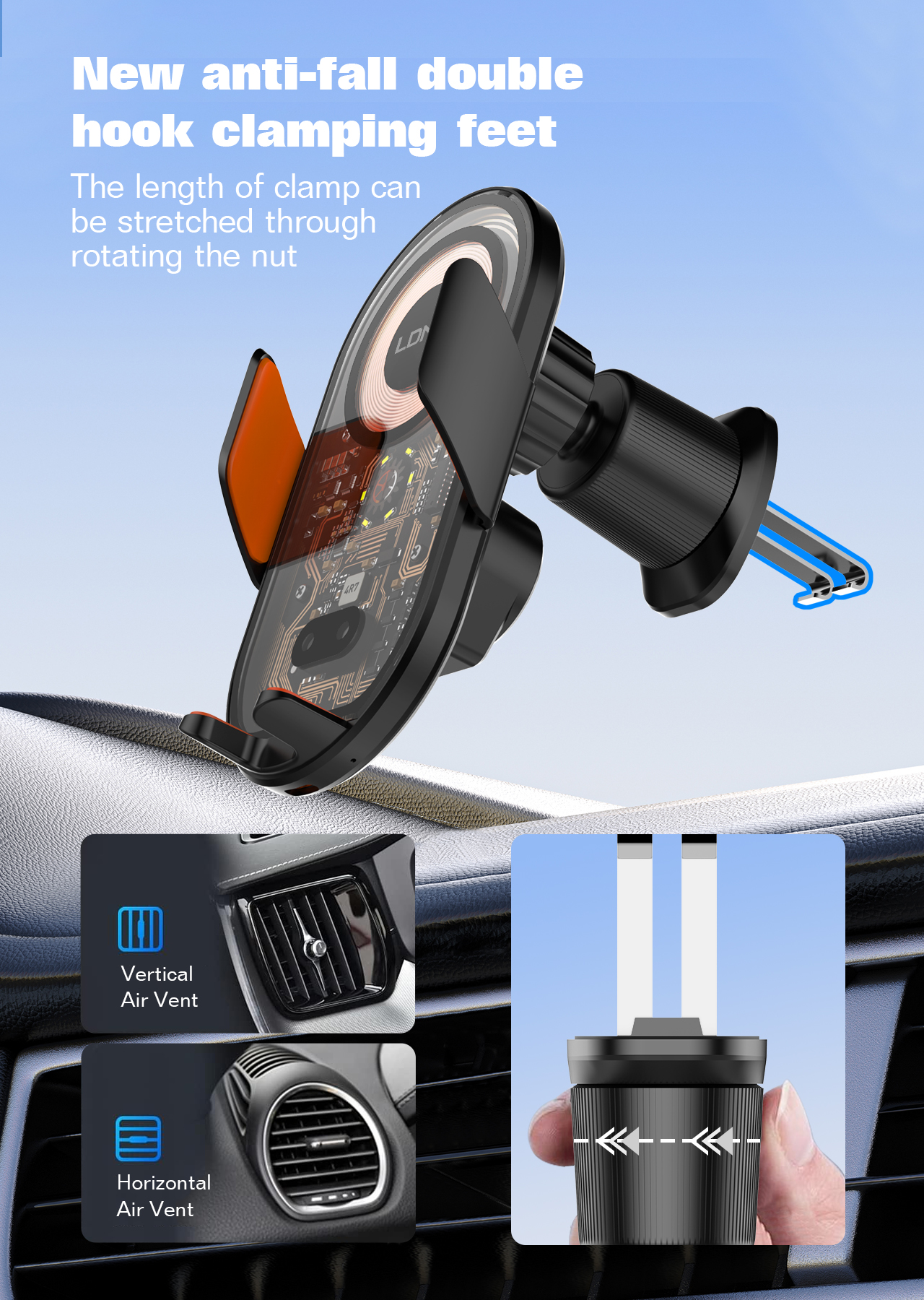Support Téléphone Voiture avec Chargeur Sans Fil 15W Capteur Infrarouge LDNIO MA30 - حامل هاتف للسيارة وشاحن لاسلكي ذكي - 2