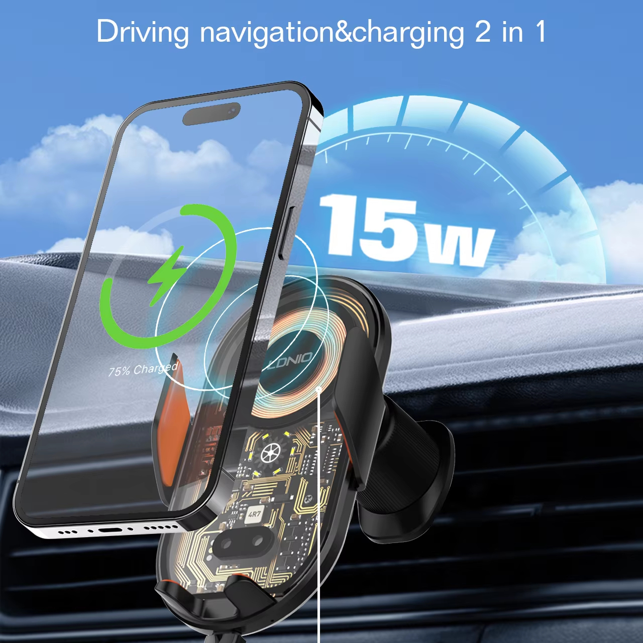 Support Téléphone Voiture avec Chargeur Sans Fil 15W Capteur Infrarouge LDNIO MA30 - حامل هاتف للسيارة وشاحن لاسلكي ذكي - 6