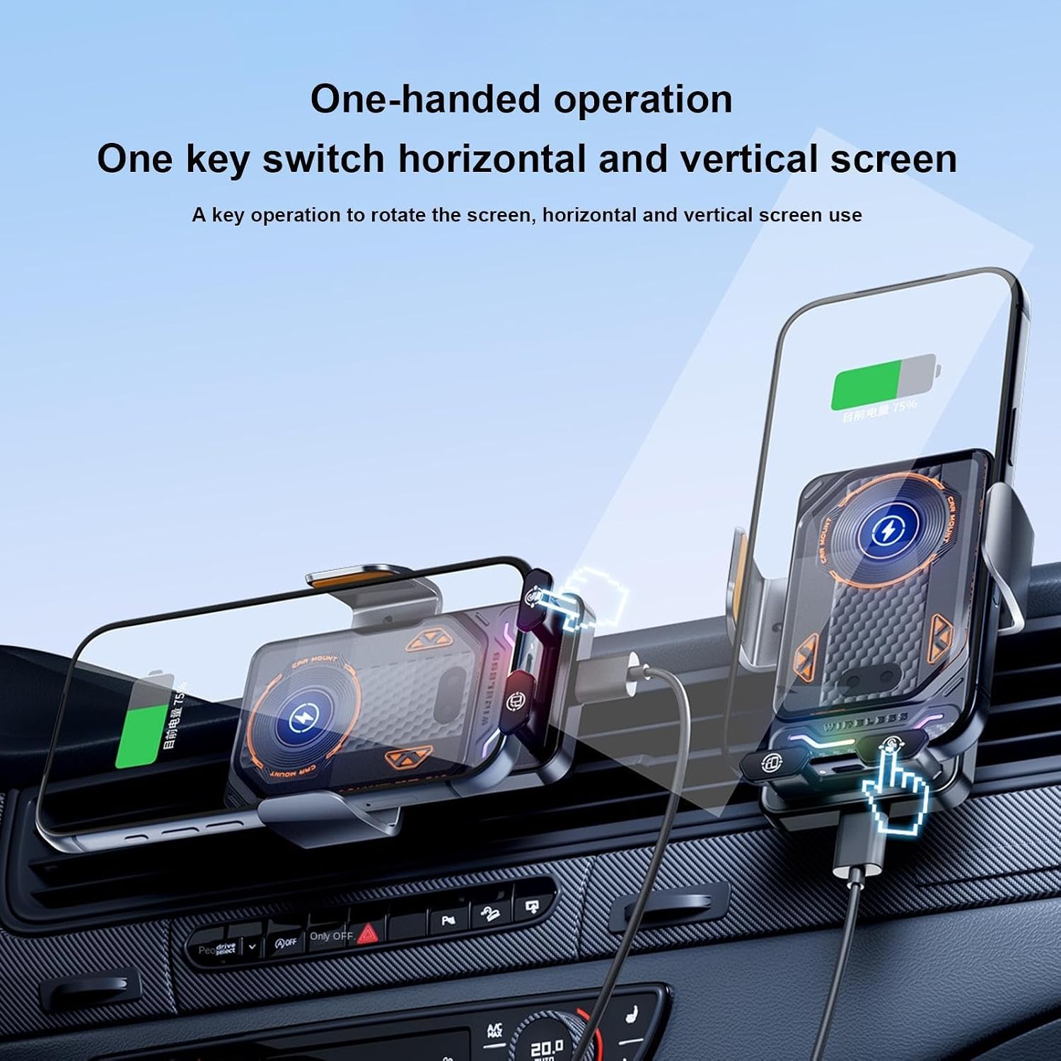Support Téléphone Voiture avec Chargeur Sans Fil 15W Modèle F6 Induction Intelligente - حامل هاتف للسيارة مع شاحن لاسلكي سريع 15 واط - 5