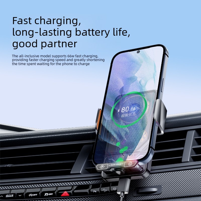Support Téléphone Voiture avec Chargeur Sans Fil 15W Modèle F6 Induction Intelligente - حامل هاتف للسيارة مع شاحن لاسلكي سريع 15 واط - 6