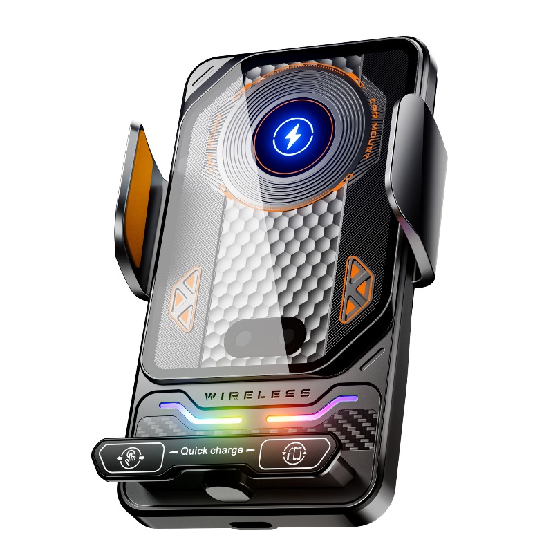 Support Téléphone Voiture avec Chargeur Sans Fil 15W Modèle F6 Induction Intelligente - حامل هاتف للسيارة مع شاحن لاسلكي سريع 15 واط - 8