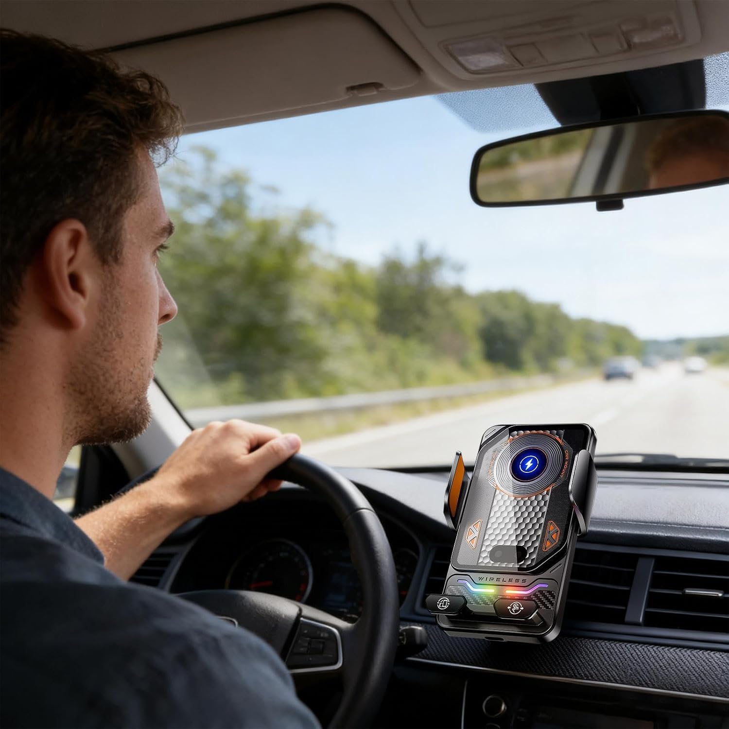 Support Téléphone Voiture avec Chargeur Sans Fil 15W Modèle F6 Induction Intelligente - حامل هاتف للسيارة مع شاحن لاسلكي سريع 15 واط 4
