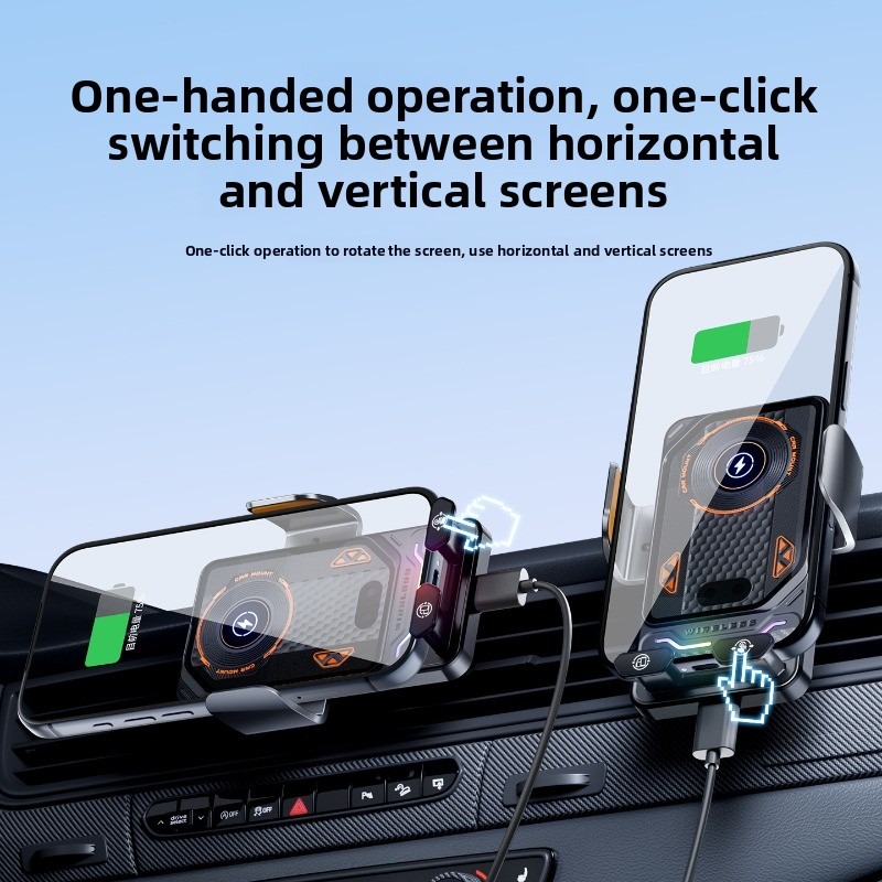 Support Téléphone Voiture avec Chargeur Sans Fil 15W Modèle F6 Induction Intelligente - حامل هاتف للسيارة مع شاحن لاسلكي سريع 15 واط - 13