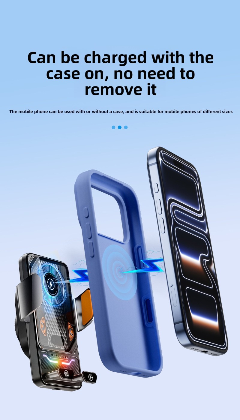 Support Téléphone Voiture avec Chargeur Sans Fil 15W Modèle F6 Induction Intelligente - حامل هاتف للسيارة مع شاحن لاسلكي سريع 15 واط - 14