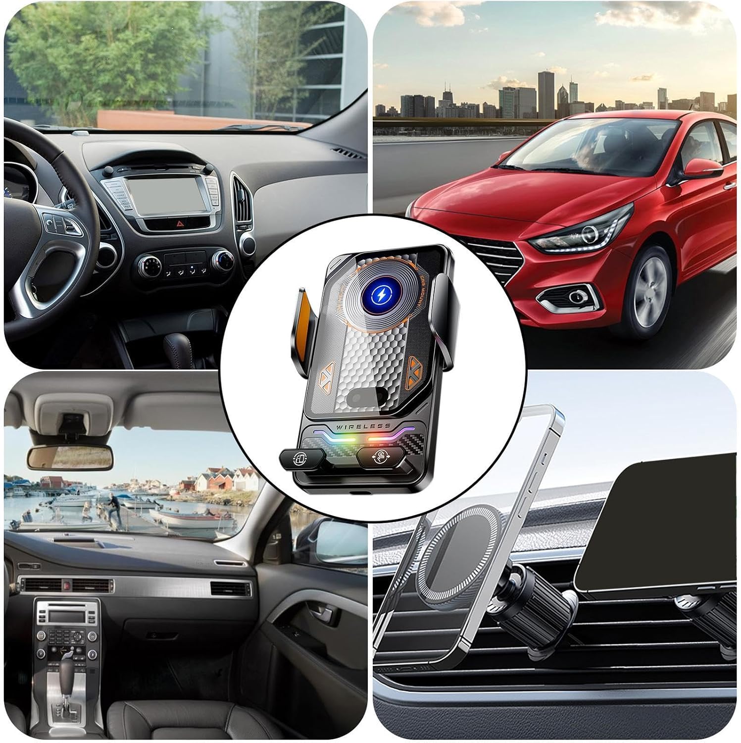 Support Téléphone Voiture avec Chargeur Sans Fil 15W Modèle F6 Induction Intelligente - حامل هاتف للسيارة مع شاحن لاسلكي سريع 15 واط 5