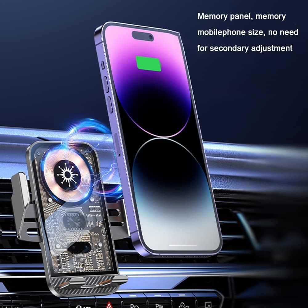Support Téléphone Voiture avec Chargeur Sans Fil 15W Modèle C10 Design Transparent - حامل هاتف للسيارة مع شاحن لاسلكي سريع 15 واط موديل