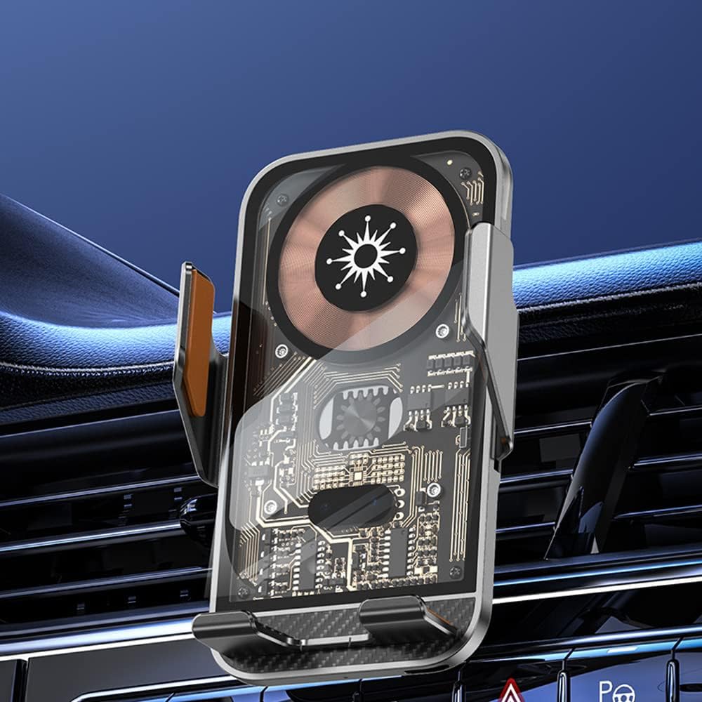 Support Téléphone Voiture avec Chargeur Sans Fil 15W Modèle C10 Design Transparent - حامل هاتف للسيارة مع شاحن لاسلكي سريع 15 واط موديل - 9