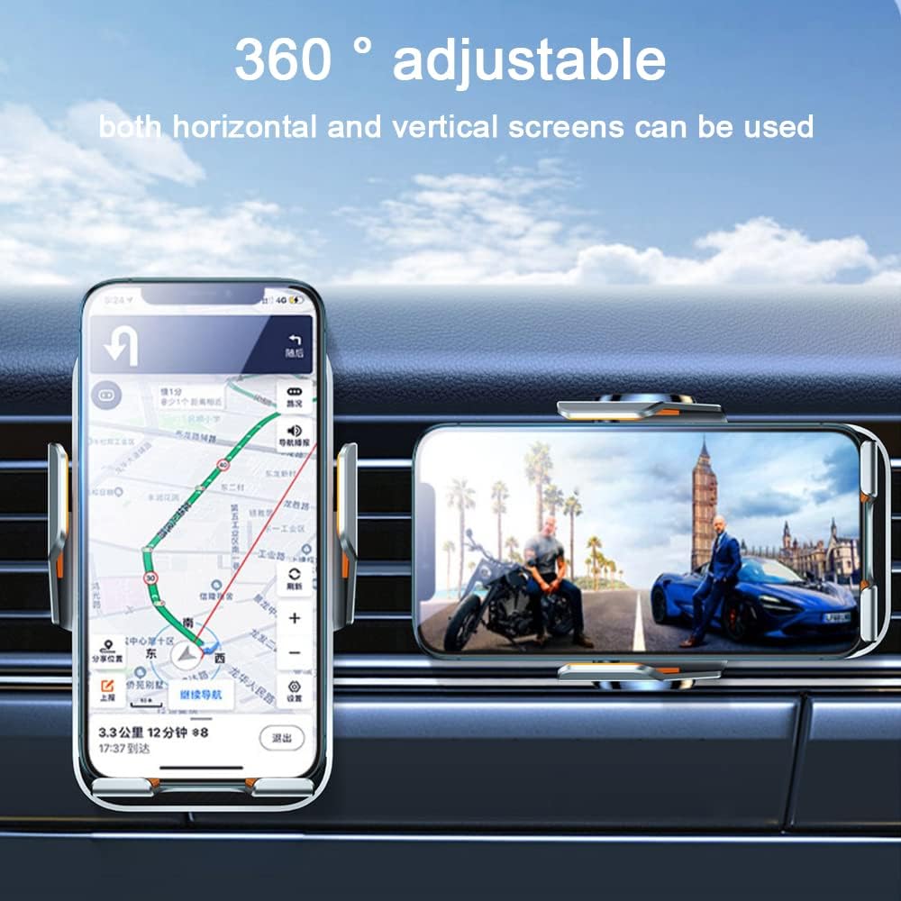 Support Téléphone Voiture avec Chargeur Sans Fil 15W Modèle C10 Design Transparent - حامل هاتف للسيارة مع شاحن لاسلكي سريع 15 واط موديل - 10