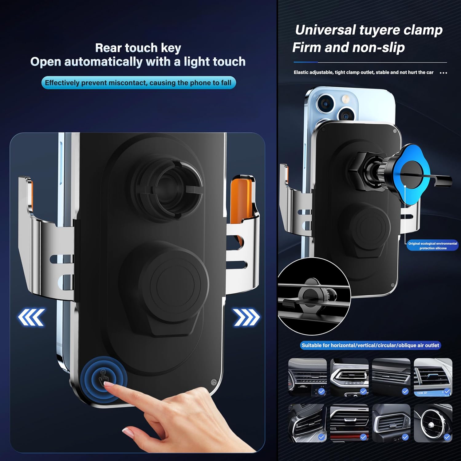 Support Téléphone Voiture avec Chargeur Sans Fil 15W Modèle C10 Design Transparent - حامل هاتف للسيارة مع شاحن لاسلكي سريع 15 واط موديل - 11