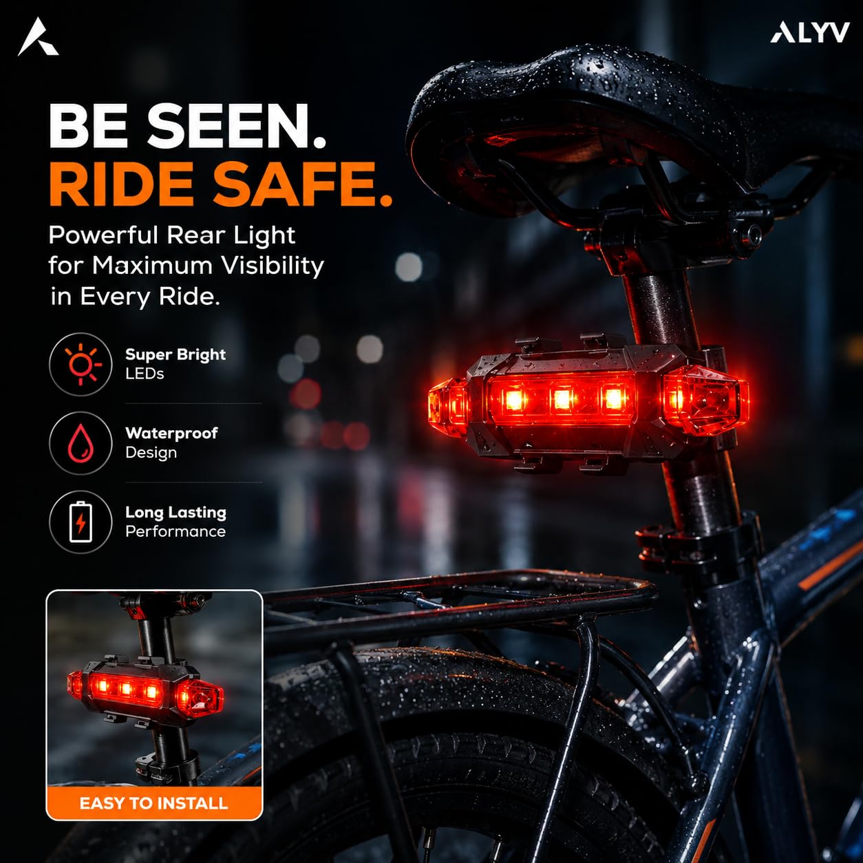 Kit d'Éclairage LED Avant et Arrière Rechargeable par USB pour Vélo HY035 - طقم إضاءة ليد ساطع للدراجات الأمامية والخلفية قابلة لإعادة الشحن - 5
