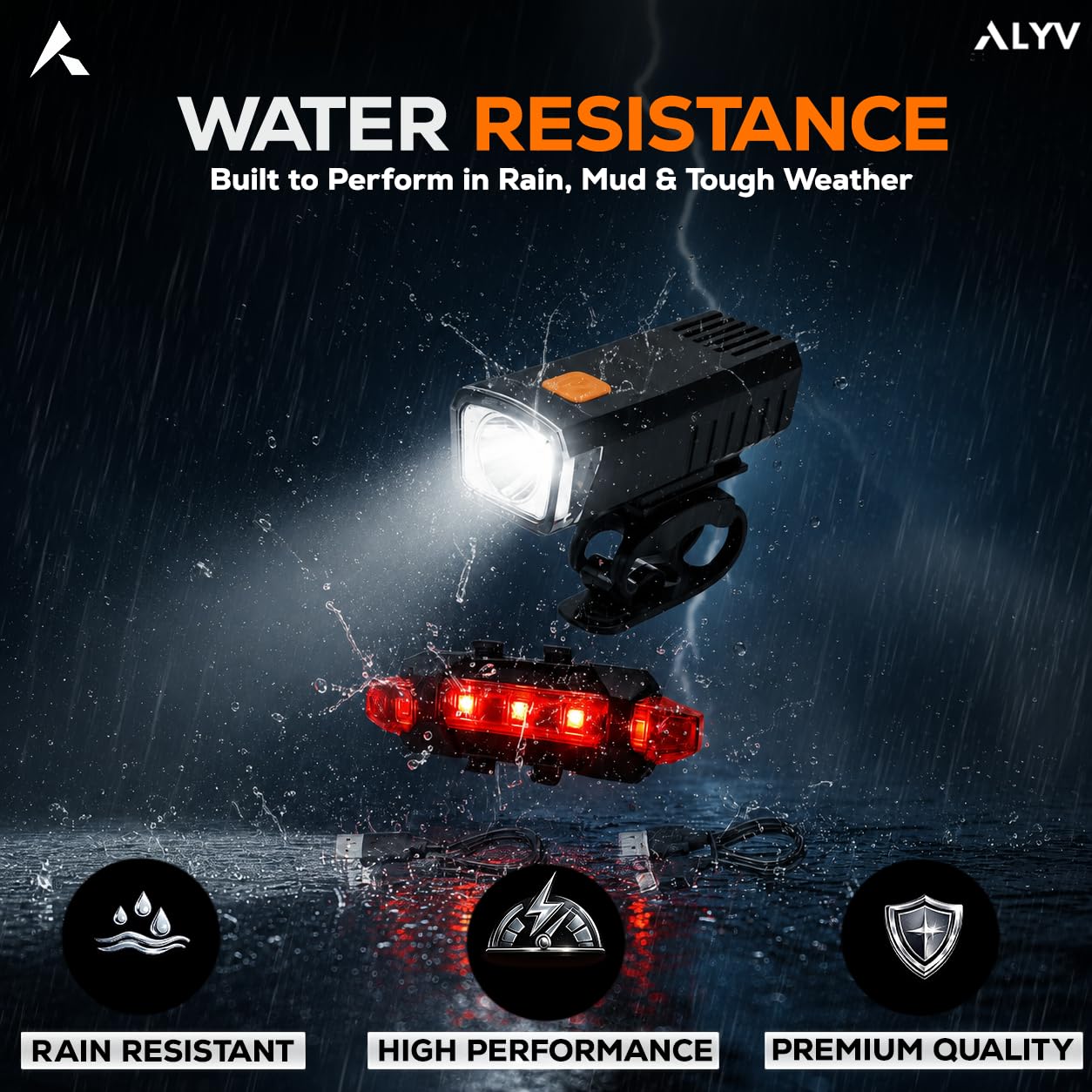 Kit d'Éclairage LED Avant et Arrière Rechargeable par USB pour Vélo HY035 - طقم إضاءة ليد ساطع للدراجات الأمامية والخلفية قابلة لإعادة الشحن - 6