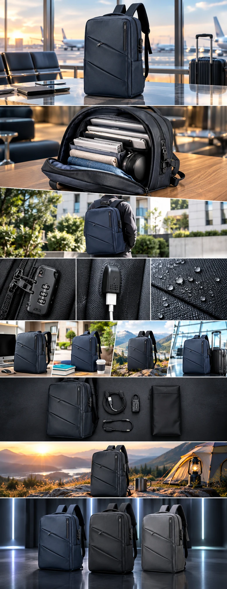 Sac à Dos Antivol Grande Capacité Noir – YP-01 – حقيبة ظهر مضادة للسرقة - 1