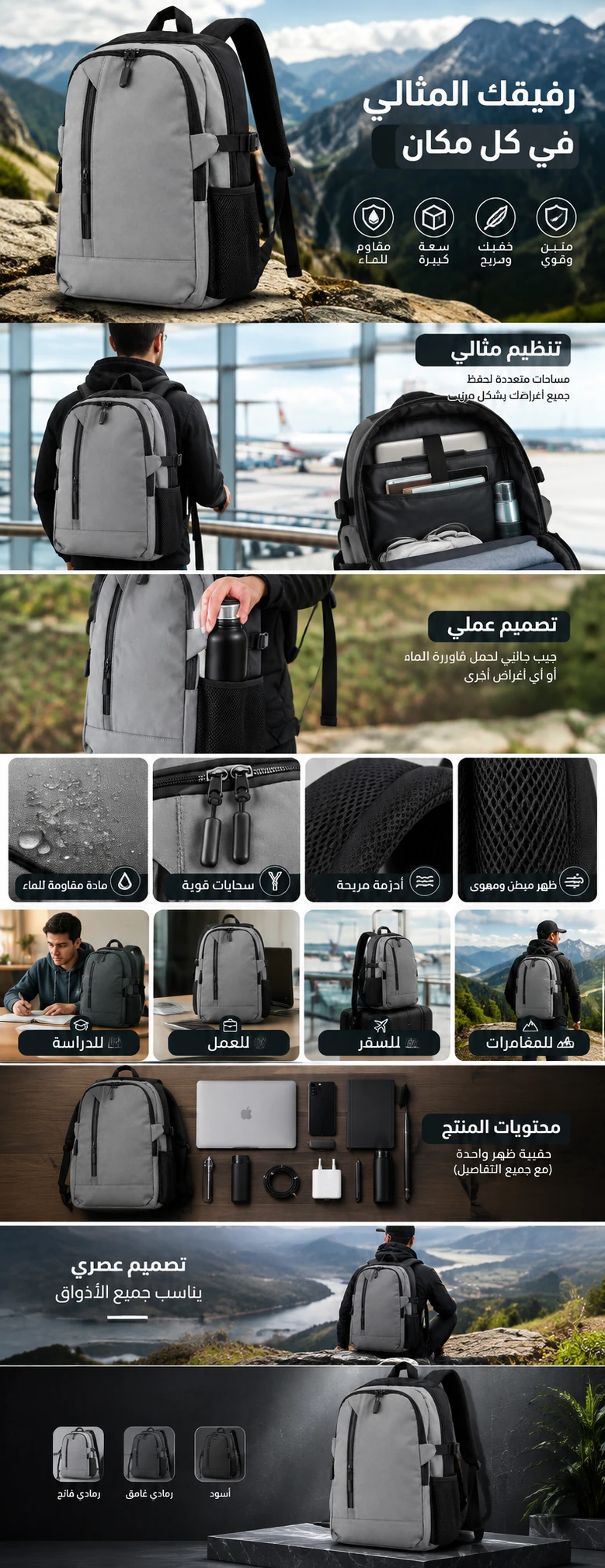 Sac à Dos Multifonctionnel Imperméable – Design Moderne Grande Capacité SACKDS99N – حقيبة ظهر متعددة الاستعمالات مقاومة للماء تصميم عصري وسعة كبيرة - 1