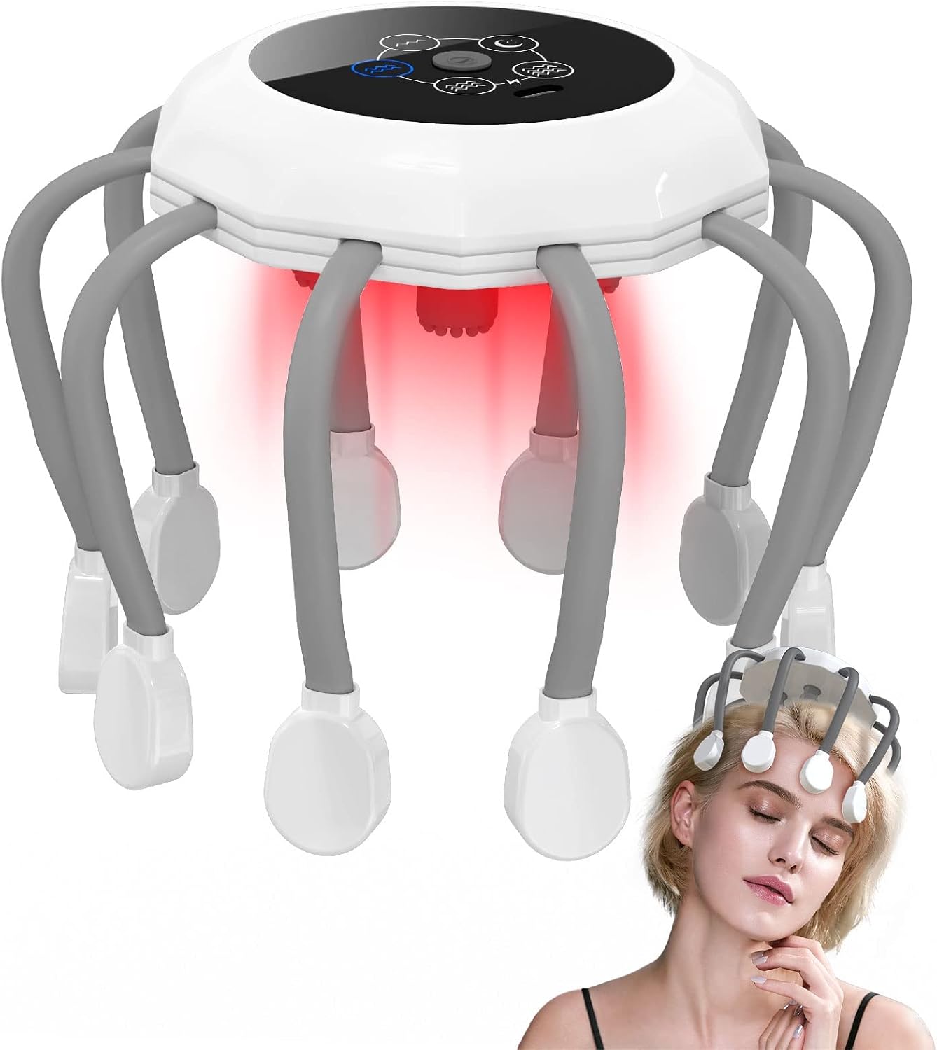 Masseur de Cuir Chevelu Sans Fil 10 Points de Vibration Multi-Fréquences Rechargeable USB - جهاز تدليك الرأس والفروة اللاسلكي بالاهتزاز