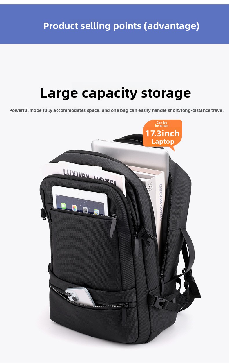 Sac à Dos pour Ordinateur Portable Grande Capacité et Anti-Vol Bomag Boy Noir - حقيبة ظهر للكمبيوتر المحمول واسعة ومانعة للسرقة - 2