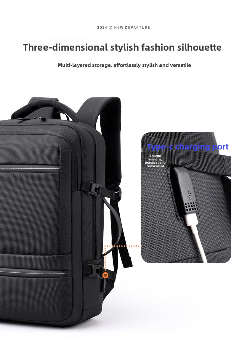 Sac à Dos pour Ordinateur Portable Grande Capacité et Anti-Vol Bomag Boy Noir - حقيبة ظهر للكمبيوتر المحمول واسعة ومانعة للسرقة - 3