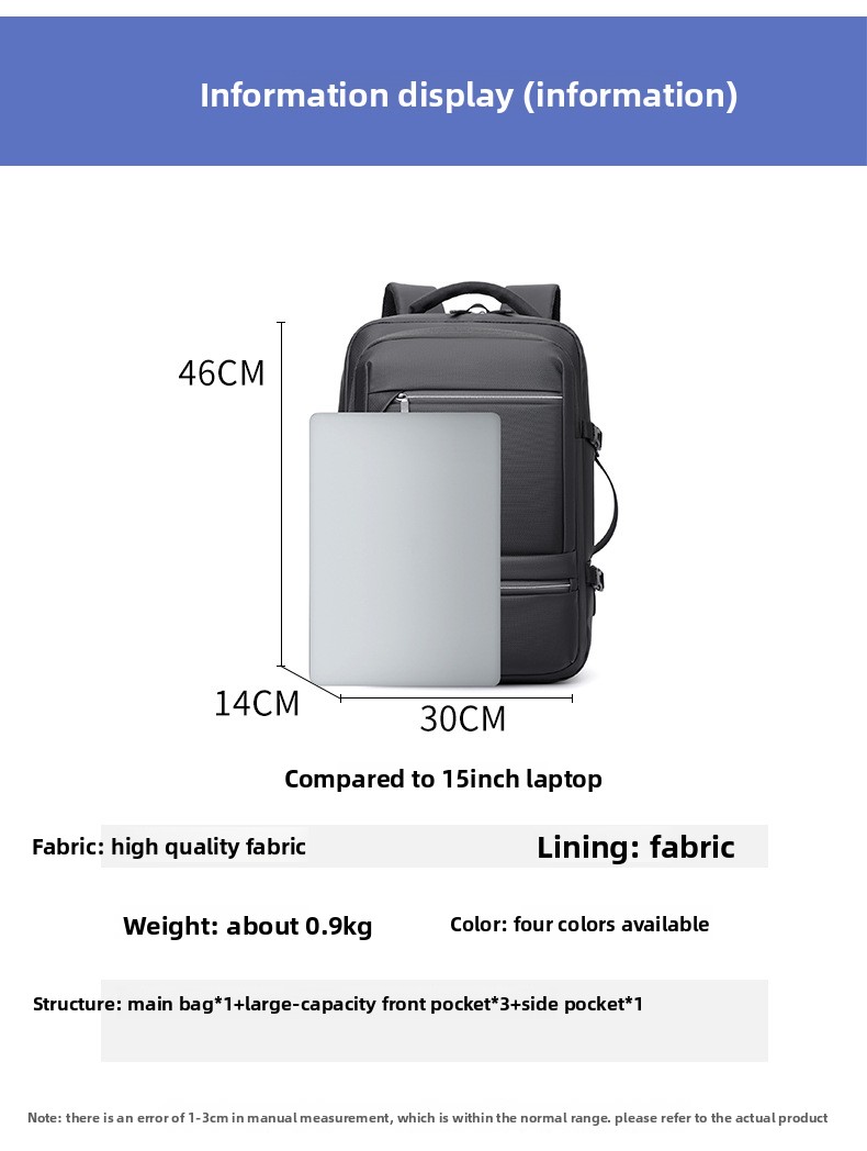 Sac à Dos pour Ordinateur Portable Grande Capacité et Anti-Vol Bomag Boy Noir - حقيبة ظهر للكمبيوتر المحمول واسعة ومانعة للسرقة 9