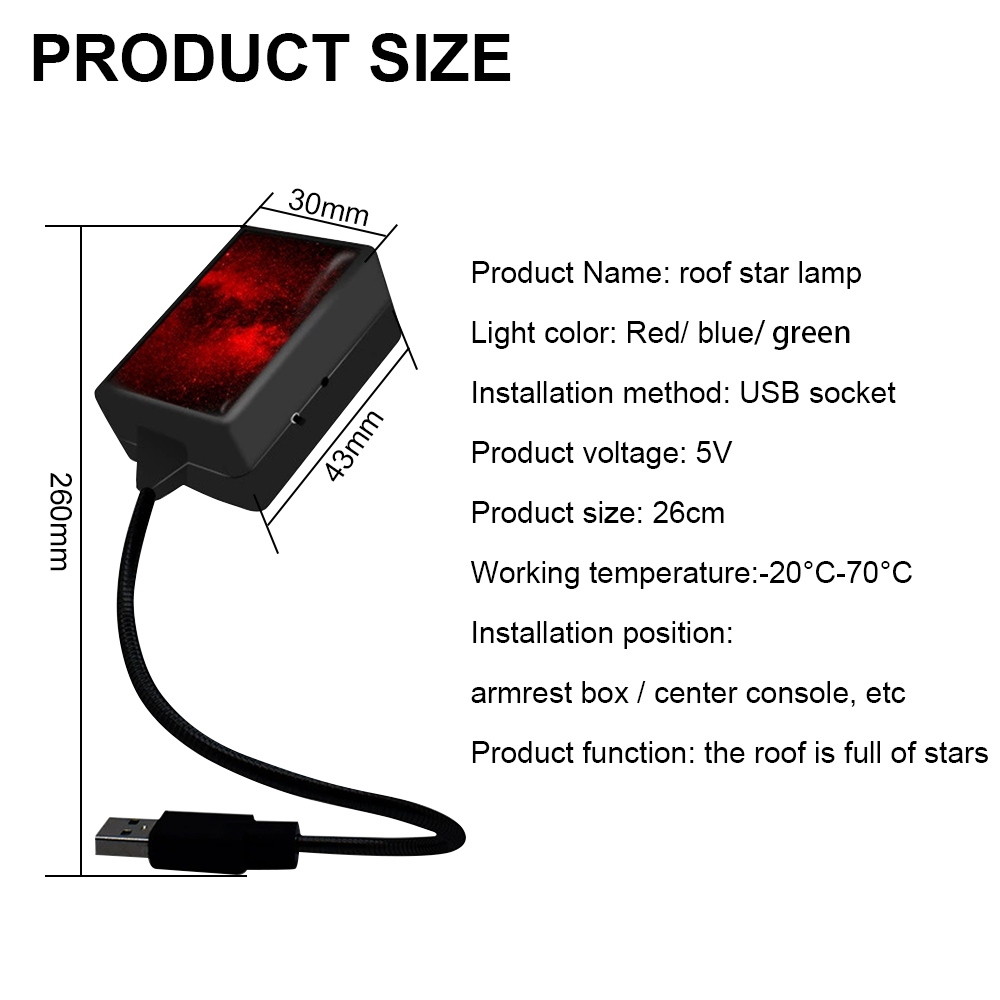 Projecteur LED d'Ambiance Étoilée pour Toit de Voiture Red Stars C206 - جهاز عرض النجوم في سقف السيارة 3