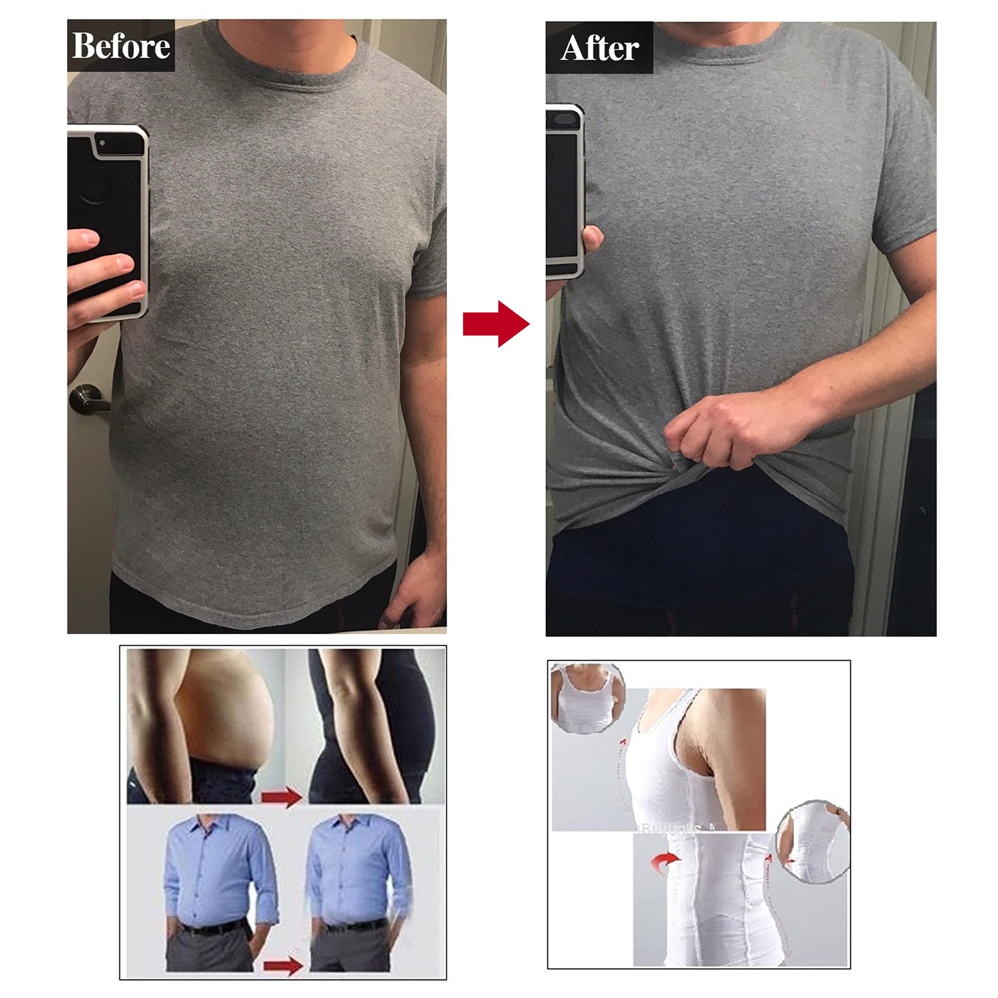 Compression Shaper Homme Anti-Gynécomastie et Amincissant - قميص ضاغط رجالي لتنحيف الجسم وإخفاء التثدي - 6