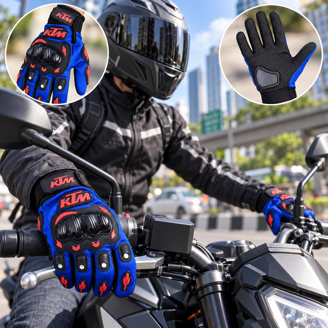 Gants de Moto KTM Protection Articulations et Grip Antidérapant - قفازات دراجات نارية مع حماية للمفاصل وتصميم مضاد للانزلاق - 6