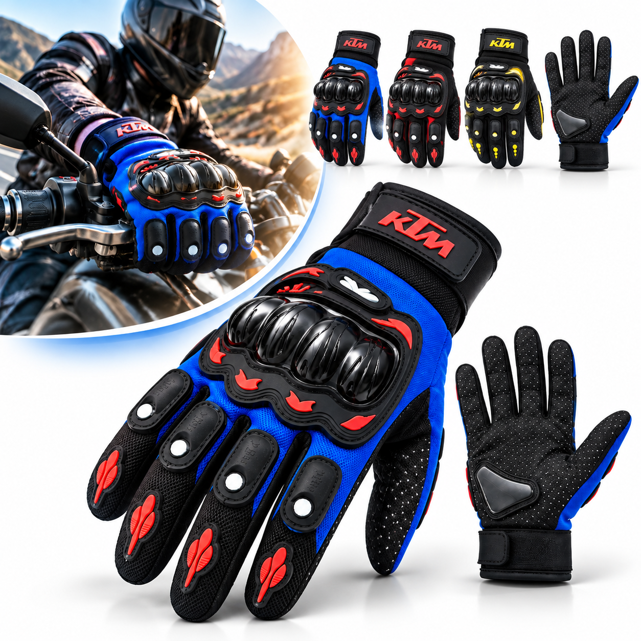 Gants de Moto KTM Protection Articulations et Grip Antidérapant - قفازات دراجات نارية مع حماية للمفاصل وتصميم مضاد للانزلاق 2