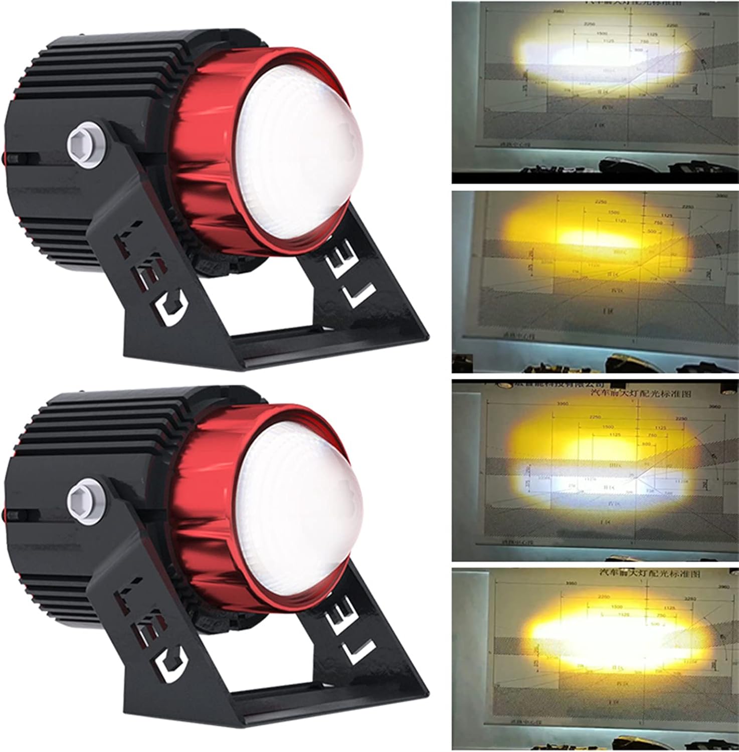 Lot de 2 Projecteurs LED de Moto 36W Double Couleur TD35 - طقم كشافات ضباب ليد مزدوجة اللون للدراجات النارية - 6