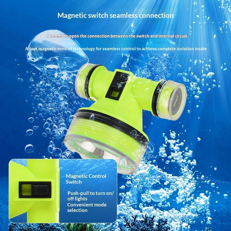 Lampe Frontale de Plongée LED Étanche 15m Distance 350m - مصباح رأس مقاوم للماء للغوص حتى عمق 15 متر - 8
