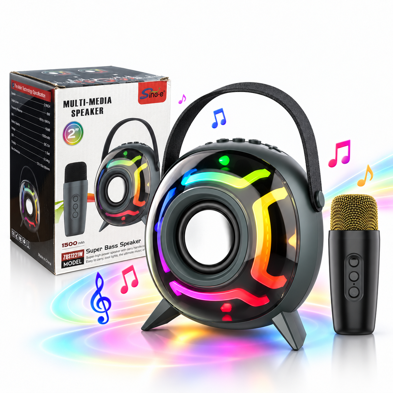 Haut-Parleur Bluetooth Portable avec Microphone Super Bass - مكبر صوت محمول مع ميكروفون لاسلكي وصوت نقي