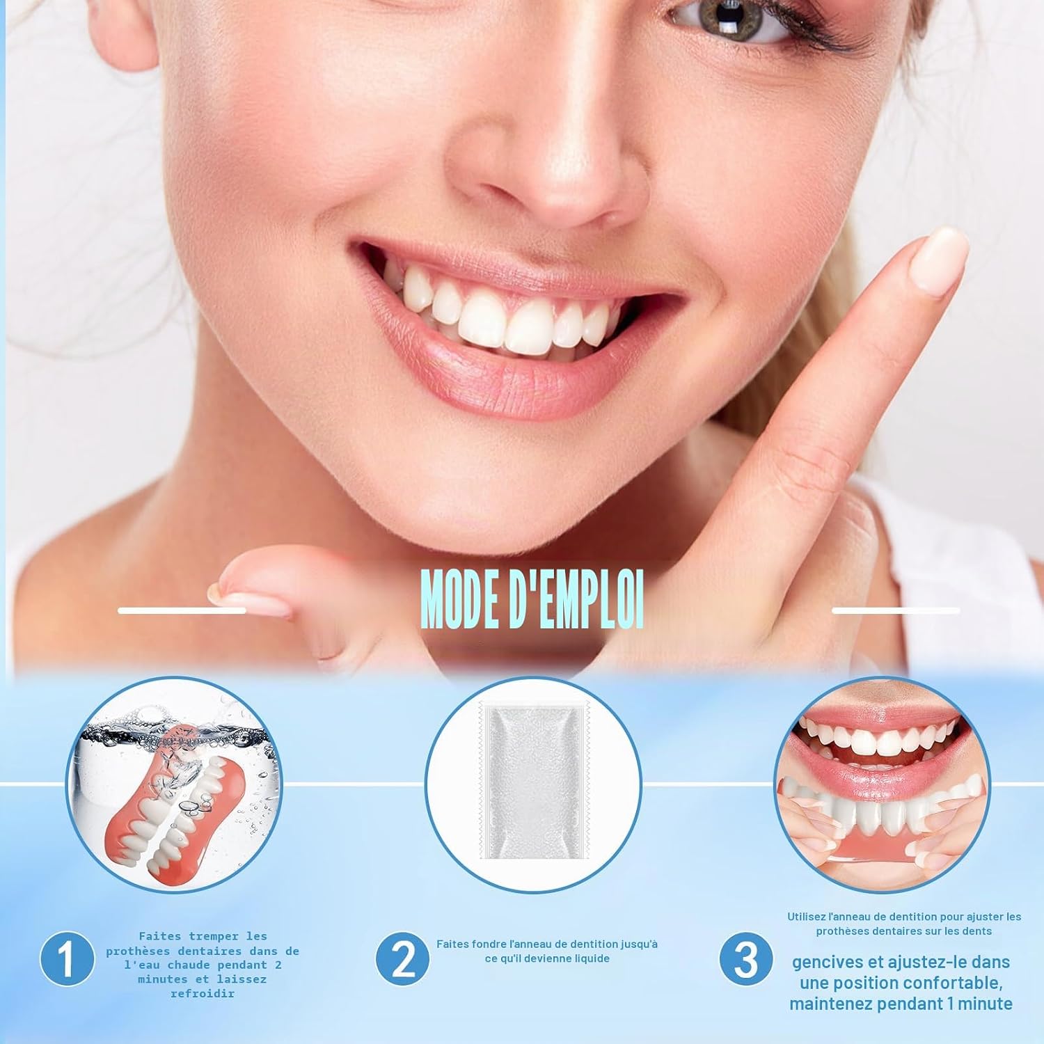Kit de Prothèse Dentaire Amovible en Silicone et Facettes Sourire - طقم أسنان تجميلي سيليكون وابتسامة مؤقتة 5