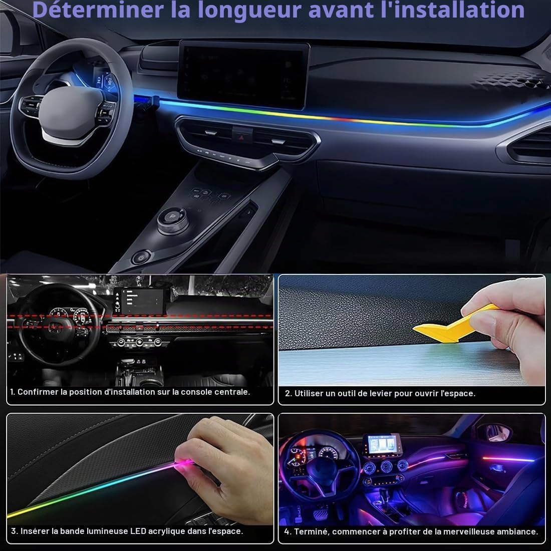 More Colorfull Éclairage d'Ambiance LED Intérieur Voiture RGB et Fibre Optique - إضاءة داخلية للسيارة مع ألياف ضوئية - 5