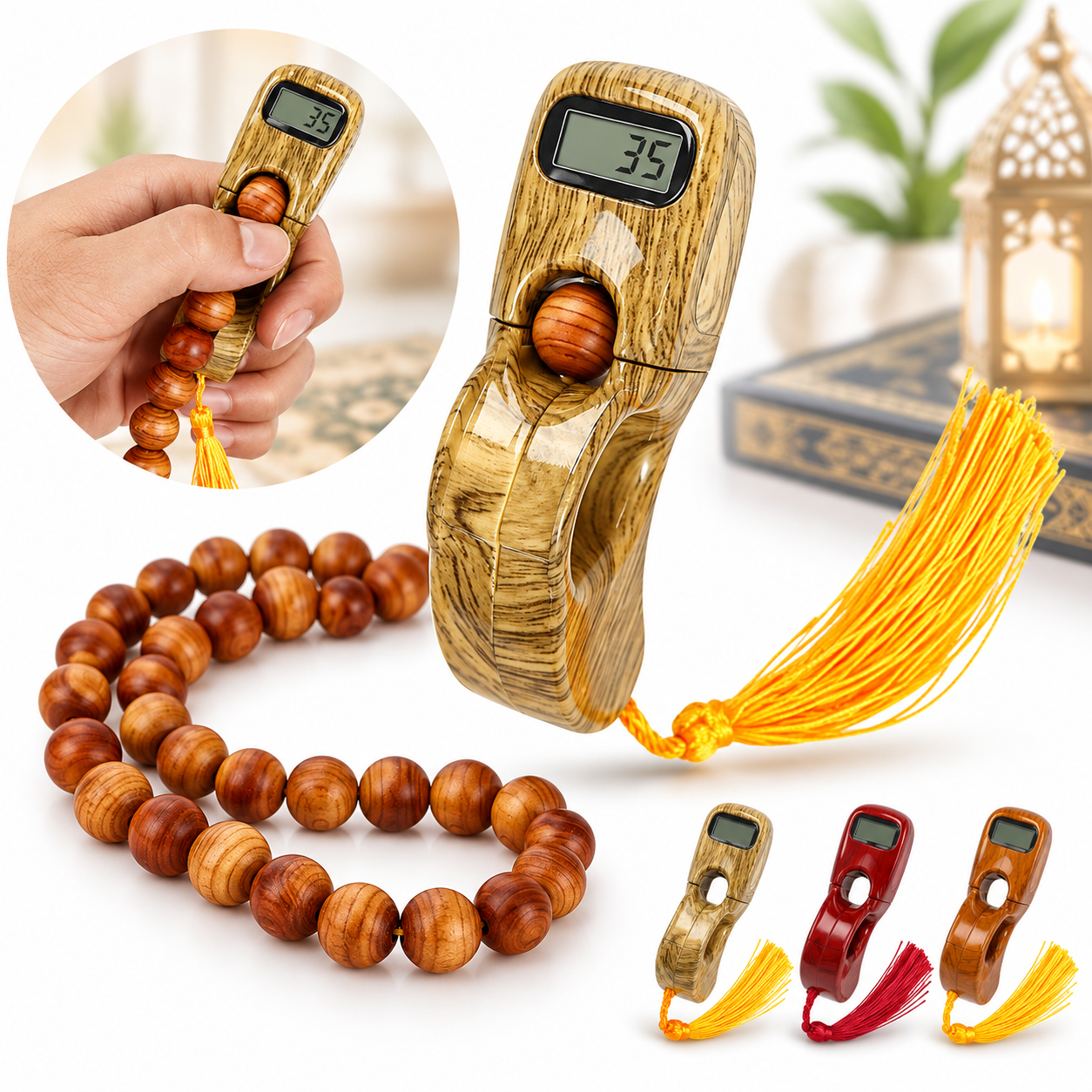 Compteur de doigt perle Tasbih islamique V2 – جهاز تسبيح رقمي محمول، سبحة صلاة مع عداد رقمي 1