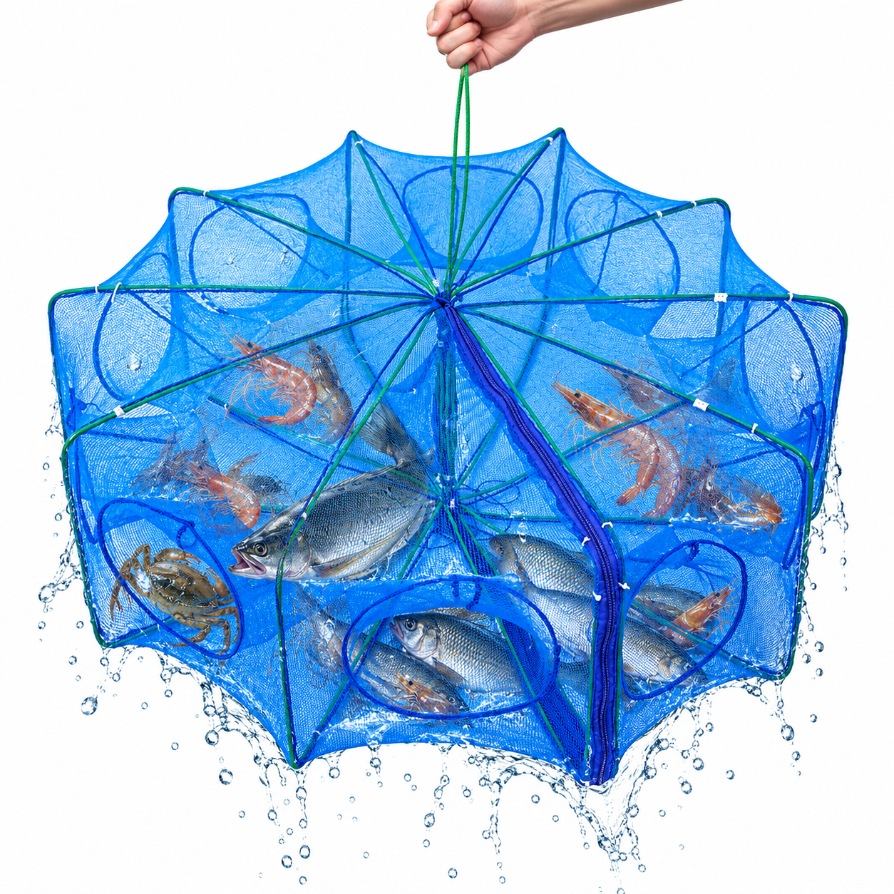 Piège de Pêche Poissons 8 Trous Facile a Installer 80cm - شبكة صيد الأسماك 1