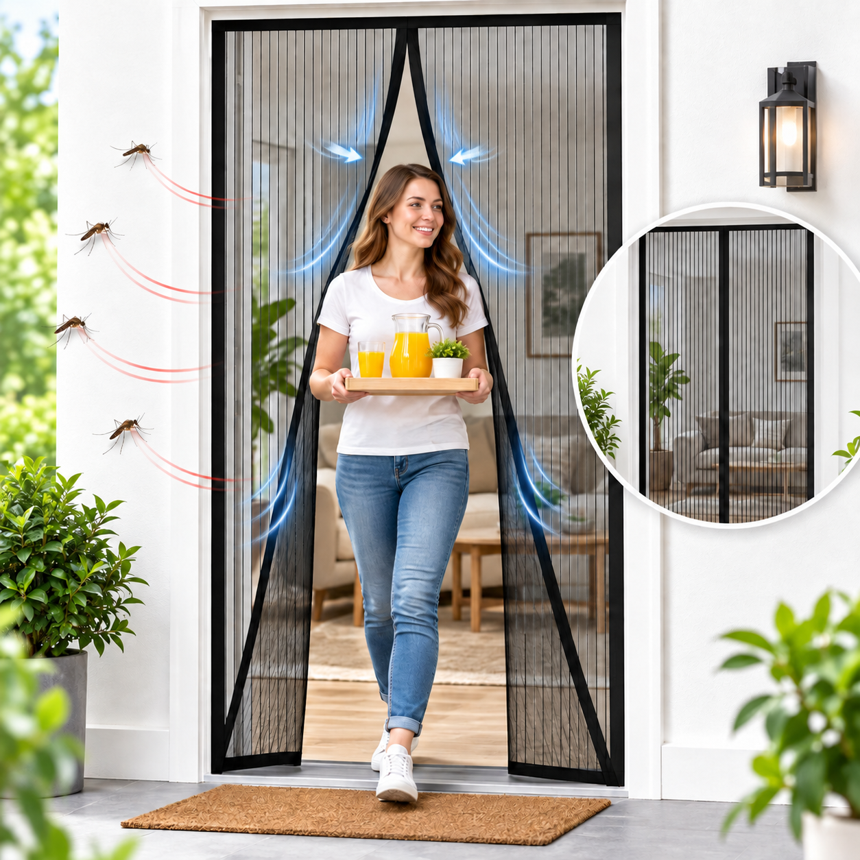 Moustiquaire rideau pour porte avec fermeture magnétique 100x190cm 1
