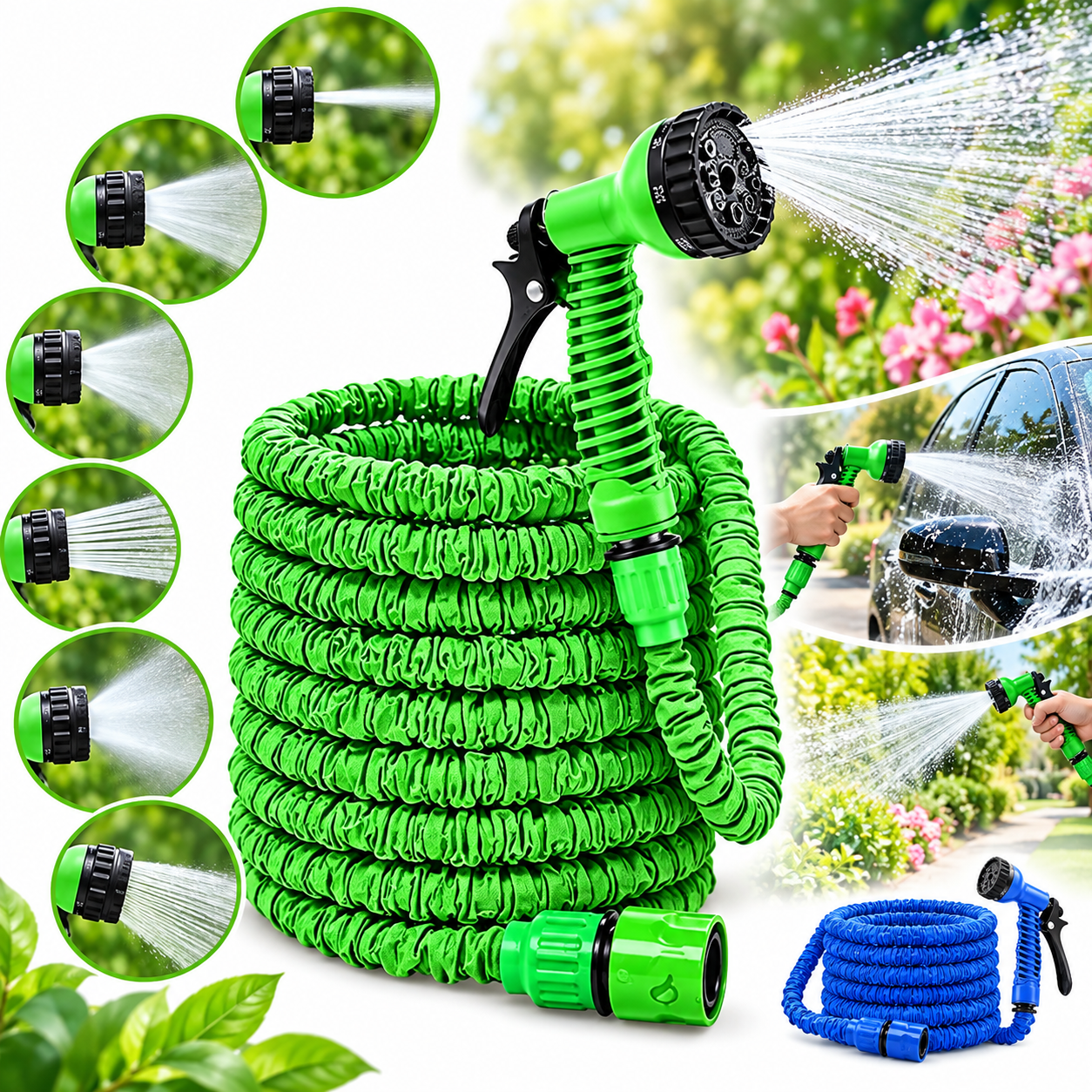 Magic hose Tuyau Arrosage Extensible et flexible 22.5M avec Pistolet à eau 7 jets 2