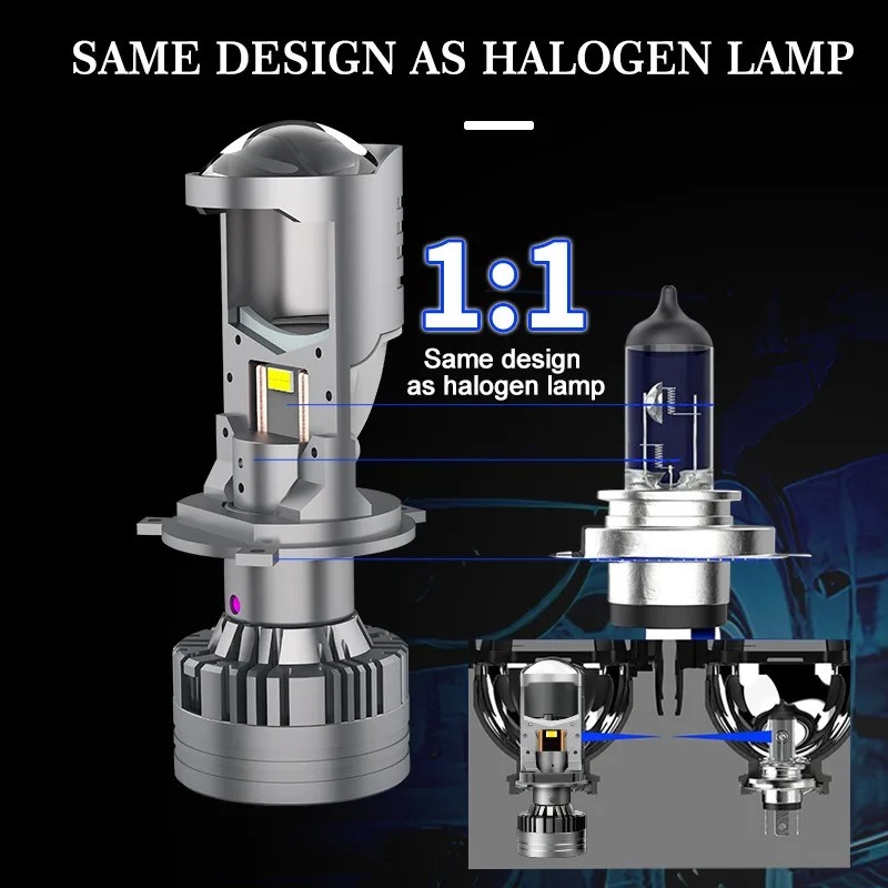 Mini Projecteurs LED T90 H4 140W et Phares LED 6000K - كشافات ليد للسيارات بقوة 140 واط وإضاءة بيضاء 6000 كلفن