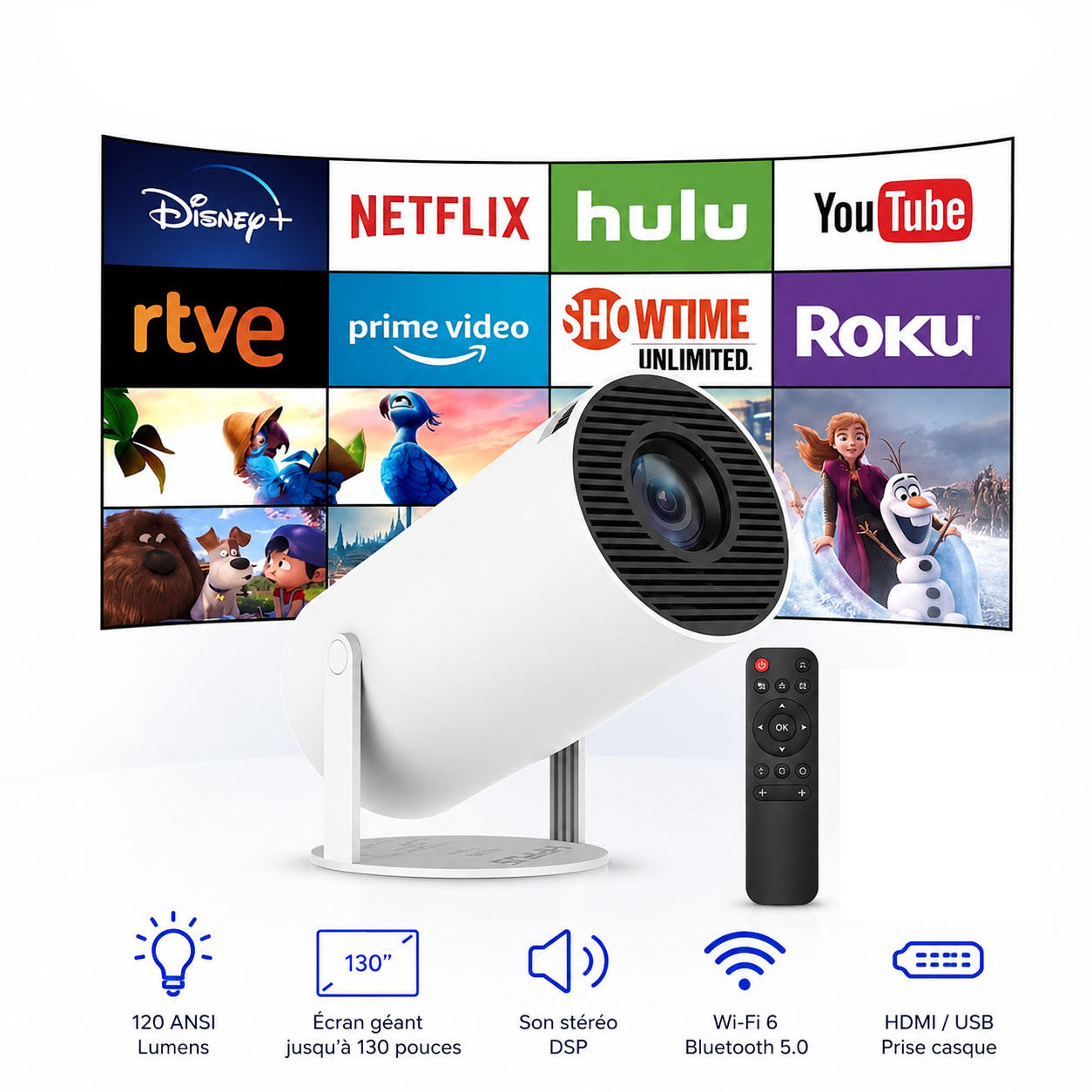 Mini Projector Multimédia Android Wifi Bleutooth 5.0 Large Screen - جهاز عرض ذكي ميني بروجكتر أندرويد 2