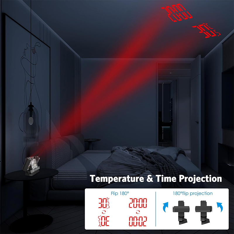 Réveil Projecteur avec Écran Miroir et Affichage Grand Format - ساعة منبه 6