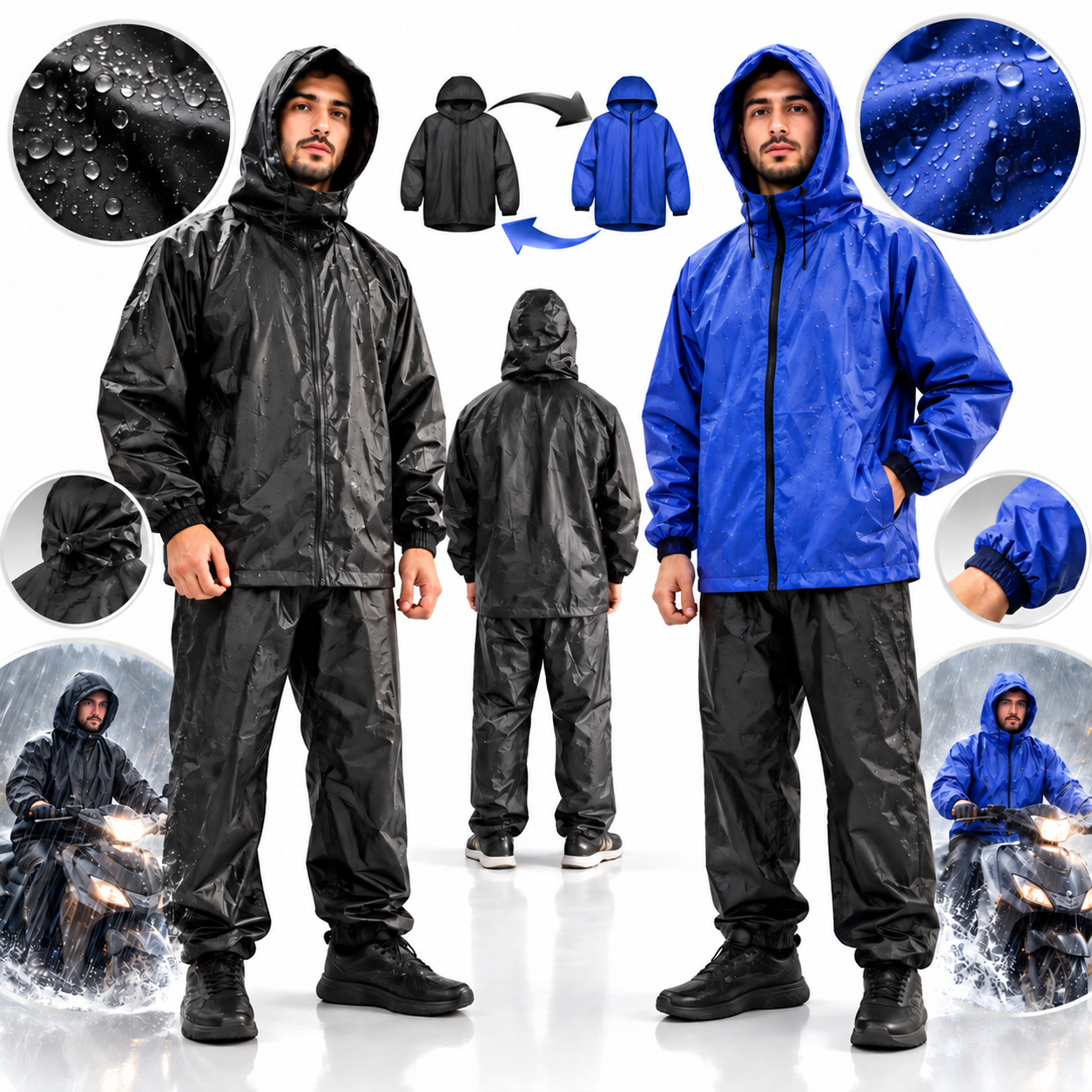 Ensemble De Pluie Imperméable Veste Et Pantalon avec Doublure Intérieure V2 - بدلة مقاومة للماء سميكة 1